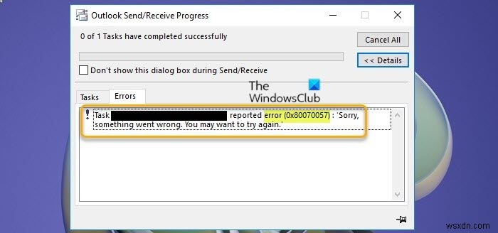 ข้อผิดพลาด 0x80070057 สมุดรายชื่อ Outlook ออฟไลน์ไม่ดาวน์โหลด 