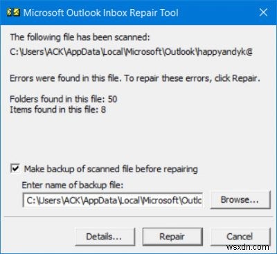 ข้อผิดพลาด 0x80070057 สมุดรายชื่อ Outlook ออฟไลน์ไม่ดาวน์โหลด 