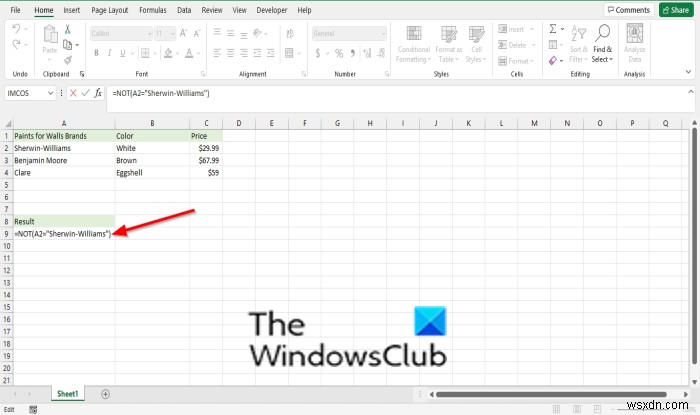 วิธีใช้ฟังก์ชัน Not Microsoft Excel 