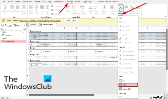 วิธีซ่อนหรือเลิกซ่อนฟิลด์และไม้บรรทัดใน Microsoft Access 