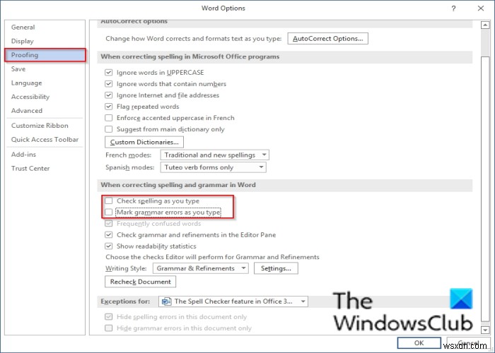 วิธีปิดใช้งานการตรวจตัวสะกดใน Office 365 