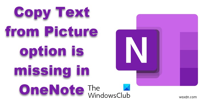 ตัวเลือก OneNote คัดลอกข้อความจากรูปภาพหายไป 