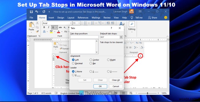 วิธีการตั้งค่าและใช้งาน Tab Stops ใน Microsoft Word 