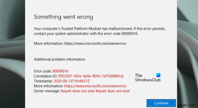 แก้ไขข้อผิดพลาด Trusted Platform Module 80090030, 80090016 ใน Outlook 
