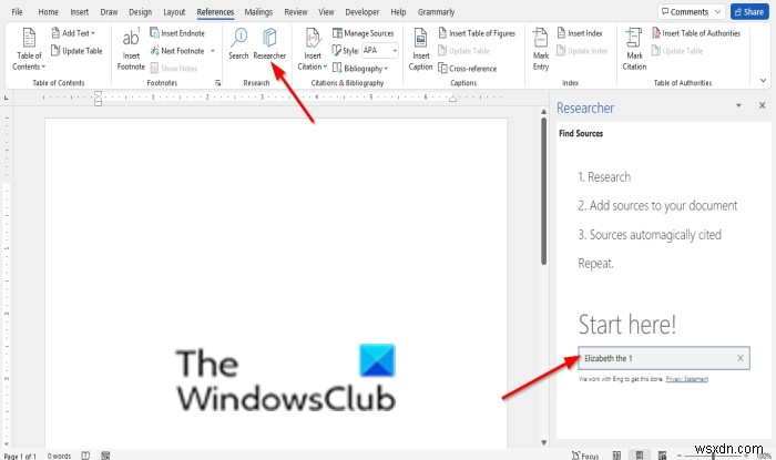 วิธีใช้นักวิจัยใน Microsoft Word เพื่อค้นคว้าเอกสารและบทความ 