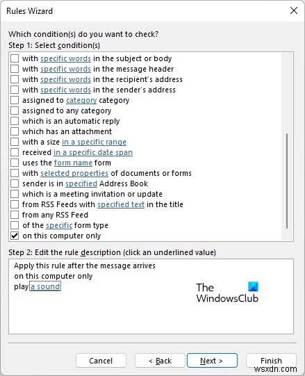 เสียงแจ้งเตือนอีเมลไม่ทำงานใน Outlook 