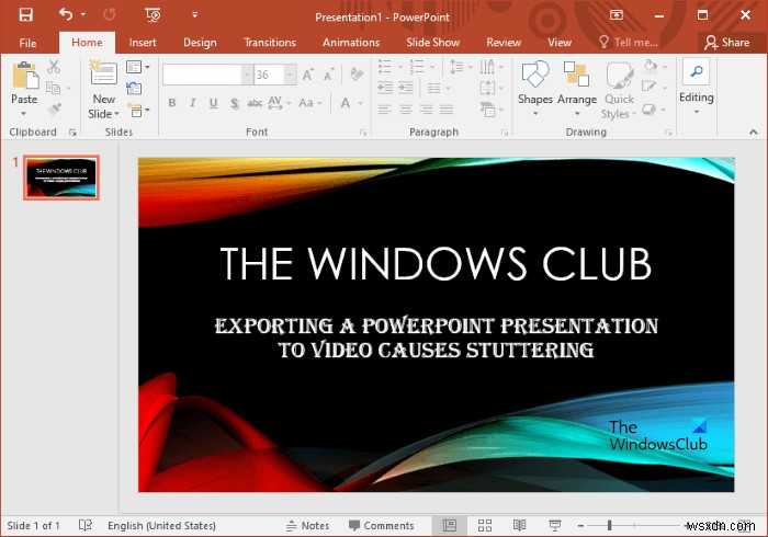 การส่งออกวิดีโอ PowerPoint ทำให้เกิดการพูดติดอ่างหรือเสียงผิดพลาด 