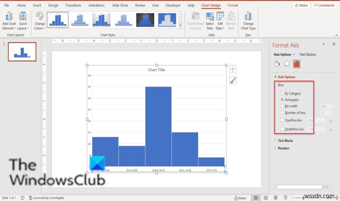 วิธีสร้างแผนภูมิฮิสโตแกรมใน PowerPoint