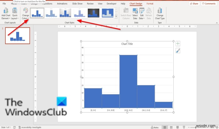 วิธีสร้างแผนภูมิฮิสโตแกรมใน PowerPoint