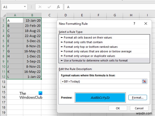วิธีเน้นแถวที่มีวันที่โดยใช้การจัดรูปแบบตามเงื่อนไขใน Excel 