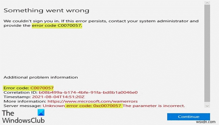 แก้ไขข้อผิดพลาดในการลงชื่อเข้าใช้แอป Office 0xC0070057 บน Windows 11/10 