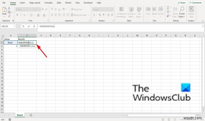 วิธีใช้ฟังก์ชัน ISNONTEXT ใน Microsoft Excel 