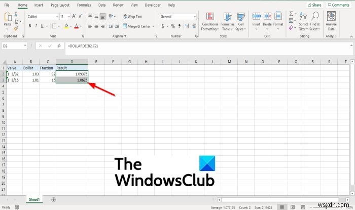 วิธีใช้ฟังก์ชัน DOLLARDE ใน Microsoft Excel 