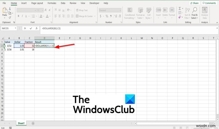 วิธีใช้ฟังก์ชัน DOLLARDE ใน Microsoft Excel 