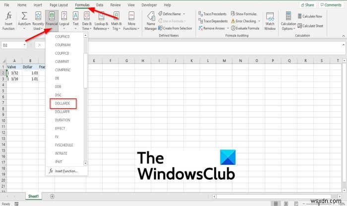 วิธีใช้ฟังก์ชัน DOLLARDE ใน Microsoft Excel 