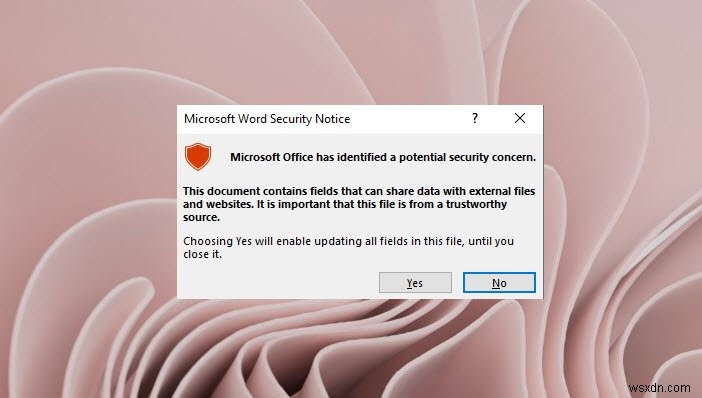 Microsoft Office ตรวจพบข้อกังวลด้านความปลอดภัยที่อาจเกิดขึ้น 