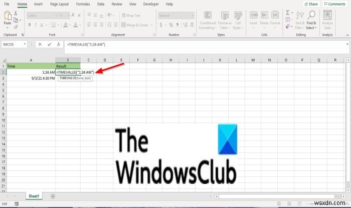 วิธีใช้ฟังก์ชัน TIMEVALUE ใน Microsoft Excel 