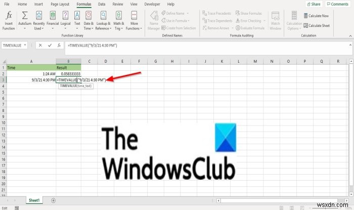 วิธีใช้ฟังก์ชัน TIMEVALUE ใน Microsoft Excel 