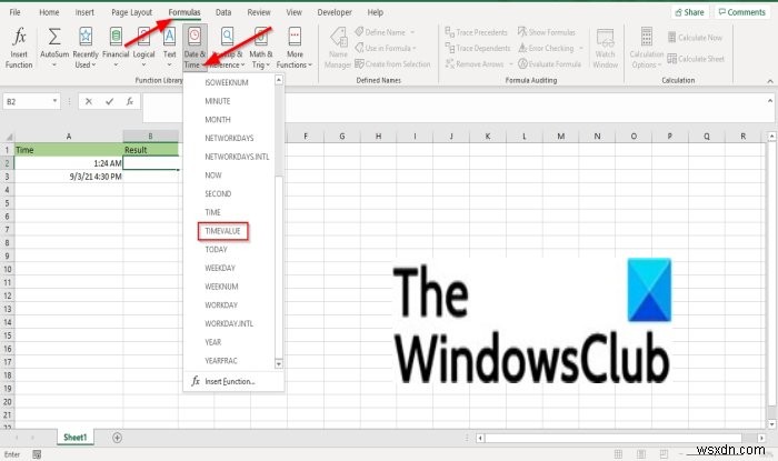 วิธีใช้ฟังก์ชัน TIMEVALUE ใน Microsoft Excel 