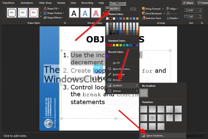 วิธีเพิ่มข้อความหลายสีลงในสไลด์ Microsoft PowerPoint 
