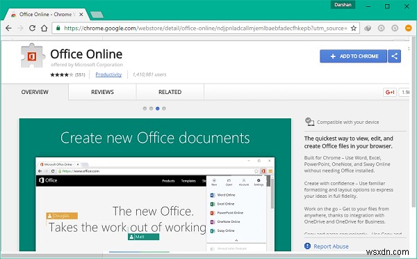 สร้างเอกสาร Office บน Edge และ Chrome โดยใช้ส่วนขยาย Office Online