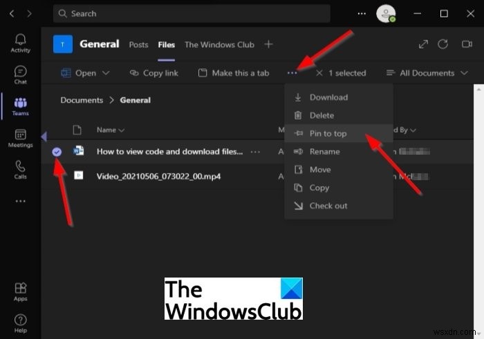 วิธีตรึงไฟล์ใน Microsoft Teams ไว้ด้านบน 