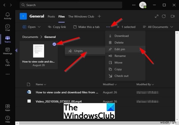 วิธีตรึงไฟล์ใน Microsoft Teams ไว้ด้านบน 