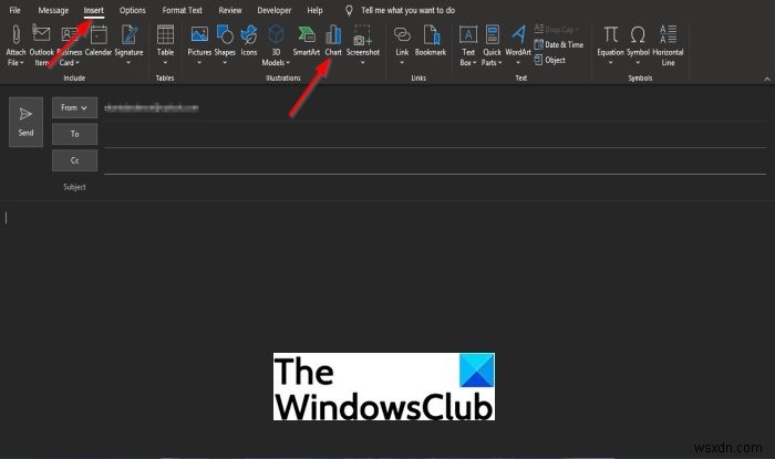 วิธีแทรกแผนภูมิในอีเมล Outlook 