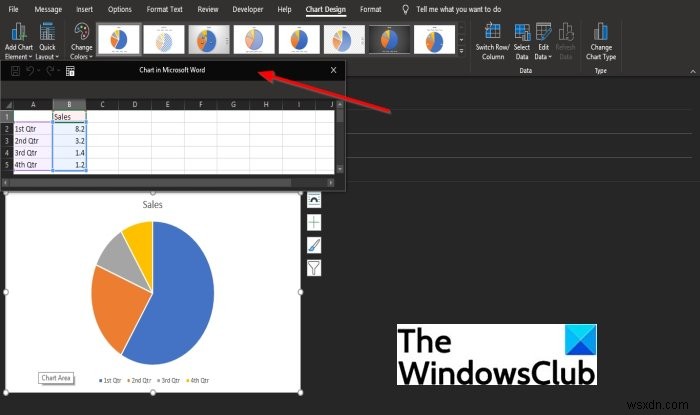 วิธีแทรกแผนภูมิในอีเมล Outlook 