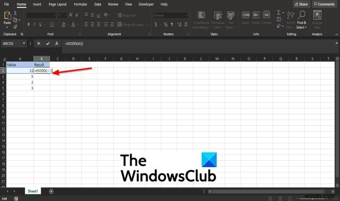 วิธีใช้ฟังก์ชัน ISODD ใน Microsoft Excel 