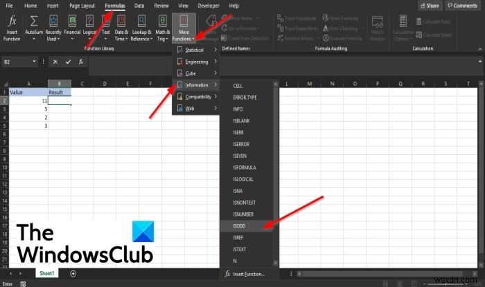 วิธีใช้ฟังก์ชัน ISODD ใน Microsoft Excel 