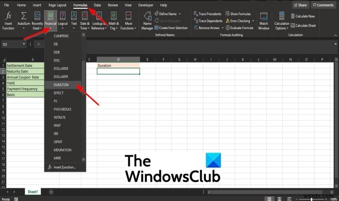 วิธีใช้ฟังก์ชัน Duration Financial ใน Microsoft Excel 