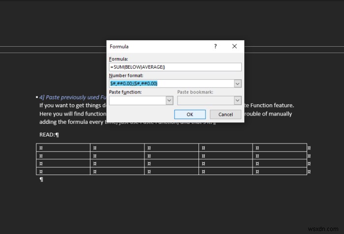 วิธีเพิ่มสูตรลงในตารางใน Microsoft Word 