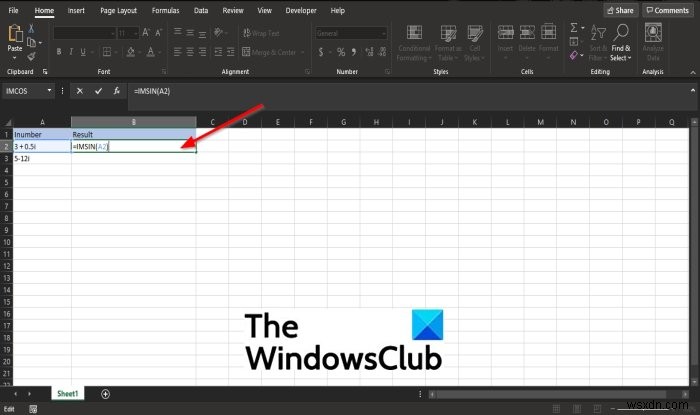 วิธีใช้ฟังก์ชัน IMSIN ใน Microsoft Excel 