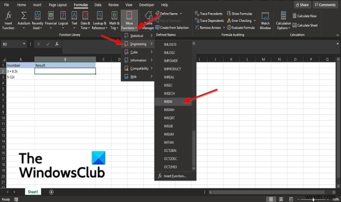 วิธีใช้ฟังก์ชัน IMSIN ใน Microsoft Excel 