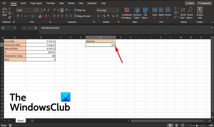 วิธีใช้ฟังก์ชัน DISC ใน Microsoft Excel 