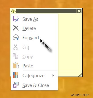 วิธีแนบ Sticky Note กับอีเมล Outlook 