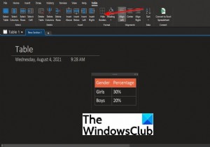 วิธีซ่อนเส้นขอบของตารางใน OneNote 