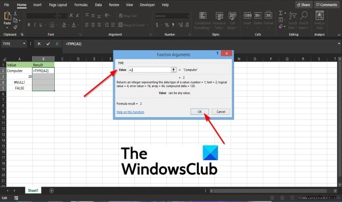 วิธีใช้ฟังก์ชัน TYPE ใน Microsoft Excel 