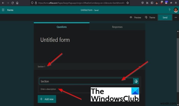 วิธีเพิ่มส่วนต่างๆ ใน ​​Microsoft Forms 