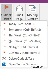 วิธีสร้างงาน Outlook ใน OneNote 