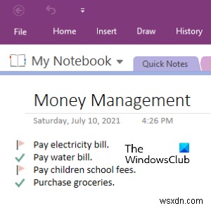 วิธีสร้างงาน Outlook ใน OneNote 