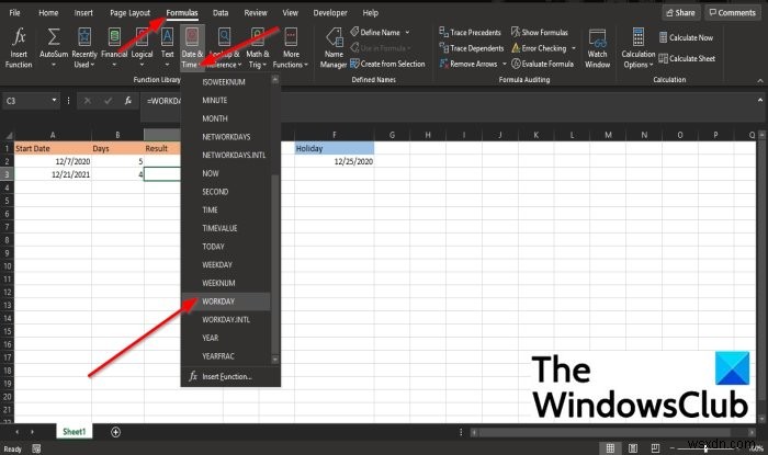 วิธีใช้ฟังก์ชัน WORKDAY ใน Microsoft Excel 