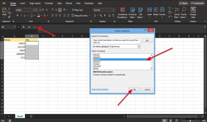 วิธีใช้ฟังก์ชัน BIN2HEX ใน Microsoft Excel 