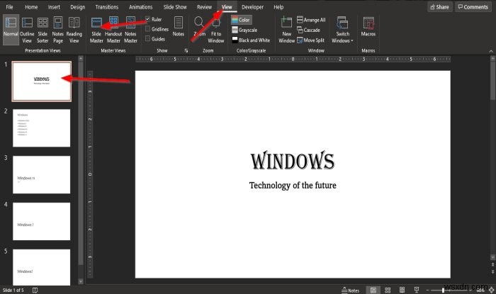 วิธีใช้ Slide Master ใน PowerPoint 