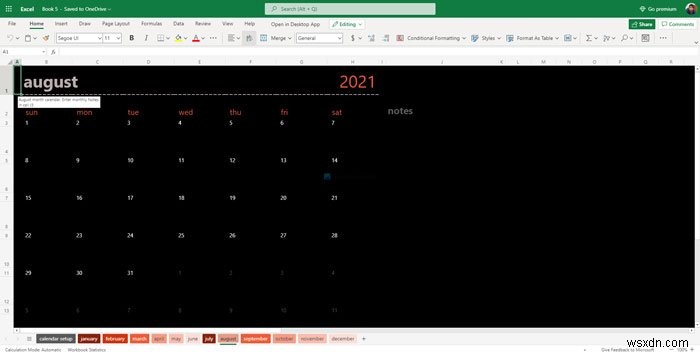 เทมเพลตปฏิทินออนไลน์ของ Google ชีตและ Excel ที่ดีที่สุด 