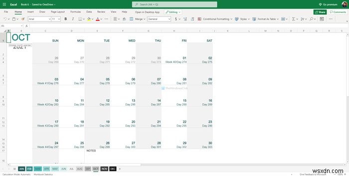 เทมเพลตปฏิทินออนไลน์ของ Google ชีตและ Excel ที่ดีที่สุด 