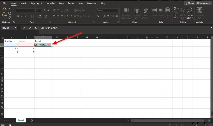 วิธีใช้ฟังก์ชัน DEC2Bin ใน Microsoft Excel เพื่อแปลงเลขฐานสิบเป็นไบนารี 