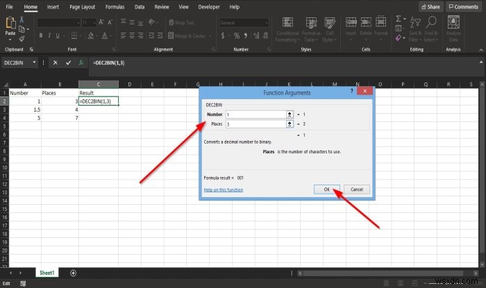 วิธีใช้ฟังก์ชัน DEC2Bin ใน Microsoft Excel เพื่อแปลงเลขฐานสิบเป็นไบนารี 