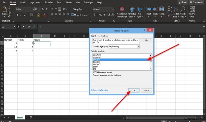 วิธีใช้ฟังก์ชัน DEC2Bin ใน Microsoft Excel เพื่อแปลงเลขฐานสิบเป็นไบนารี 